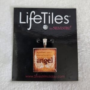 NWT Life Tiles For Silvestre By Demdaco Angel Spiritual Wooden  Necklace Pendant